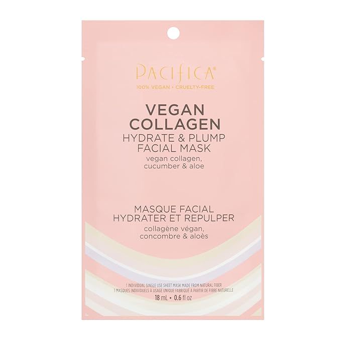 Pacifica Beauty, Vegan Collagen Hydrate & Plump Face Mask, Sheet Mask Set, Skincare, Moisturizer,... | Amazon (US)