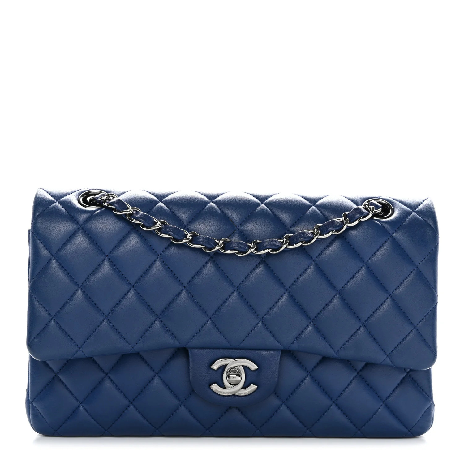 Chanel Lambskin Quilted Medium Double Flap Blue | FASHIONPHILE (US)