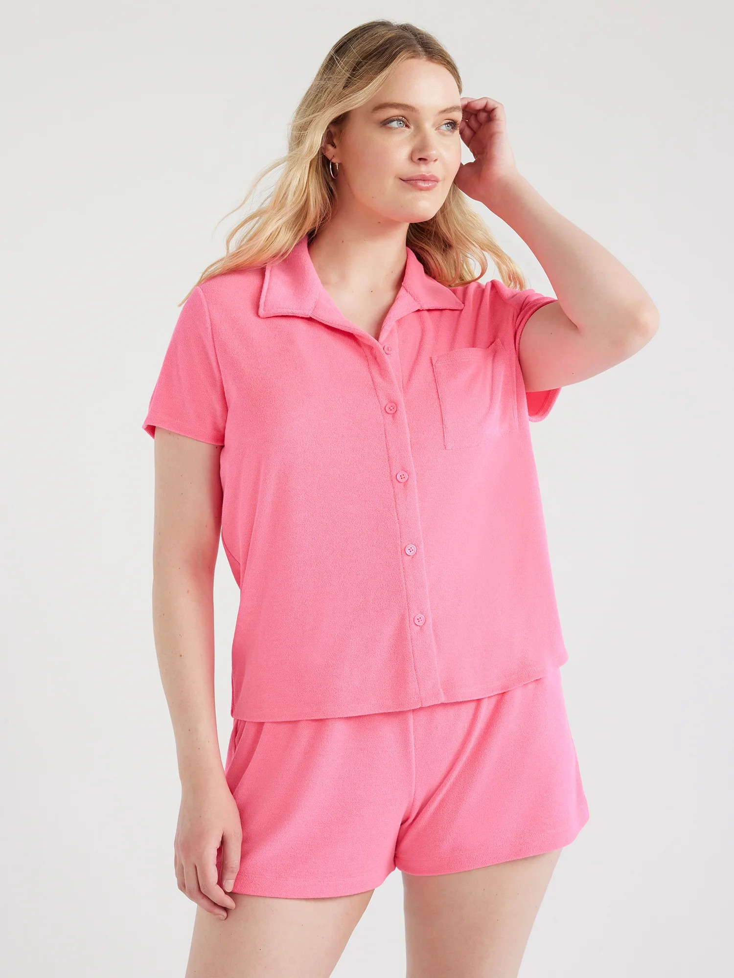 Time and Tru Women's and Women's Plus Terry Camp Shirt, Sizes S-2X | Walmart (US)