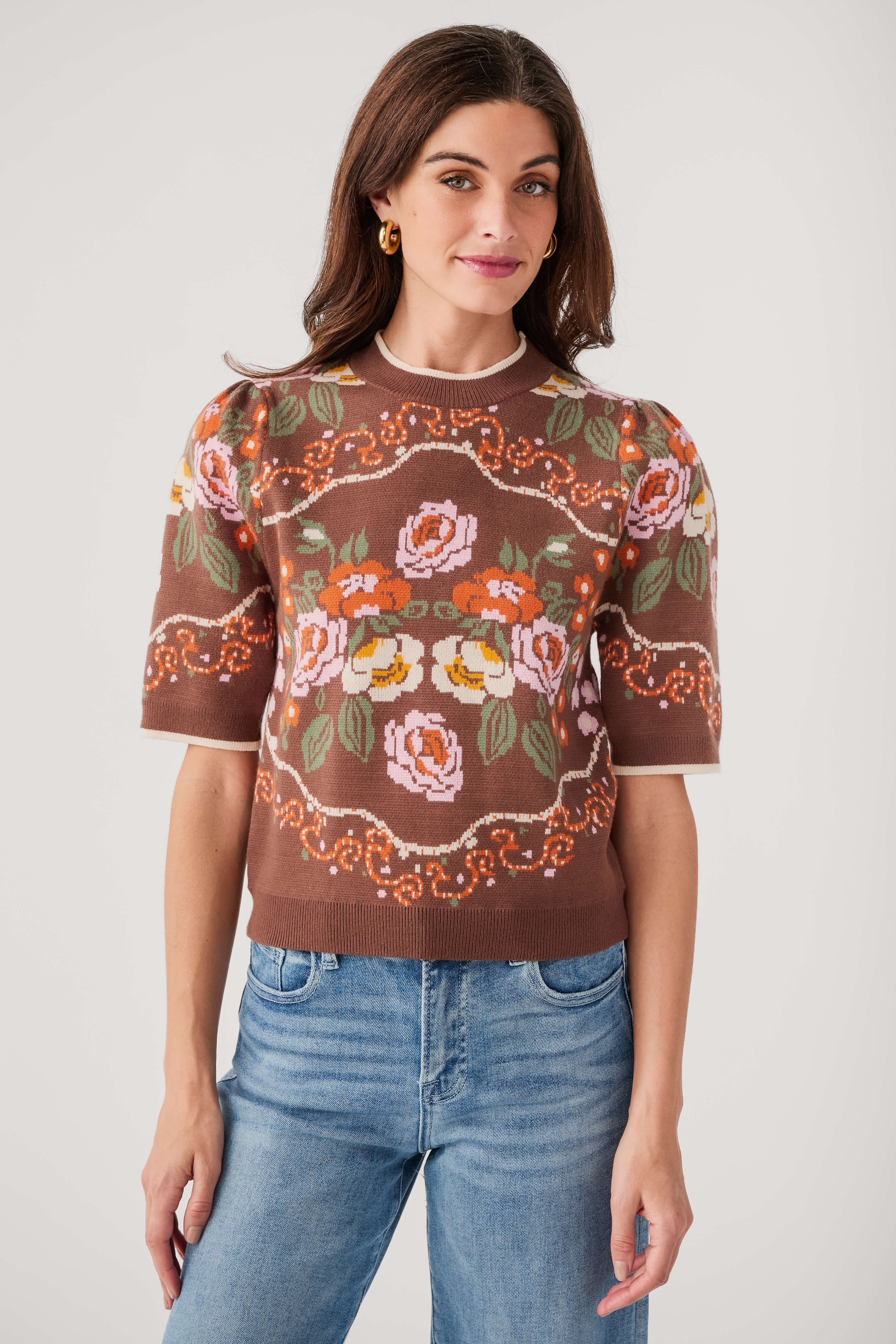 THML Floral Knit Sweater Top | Social Threads