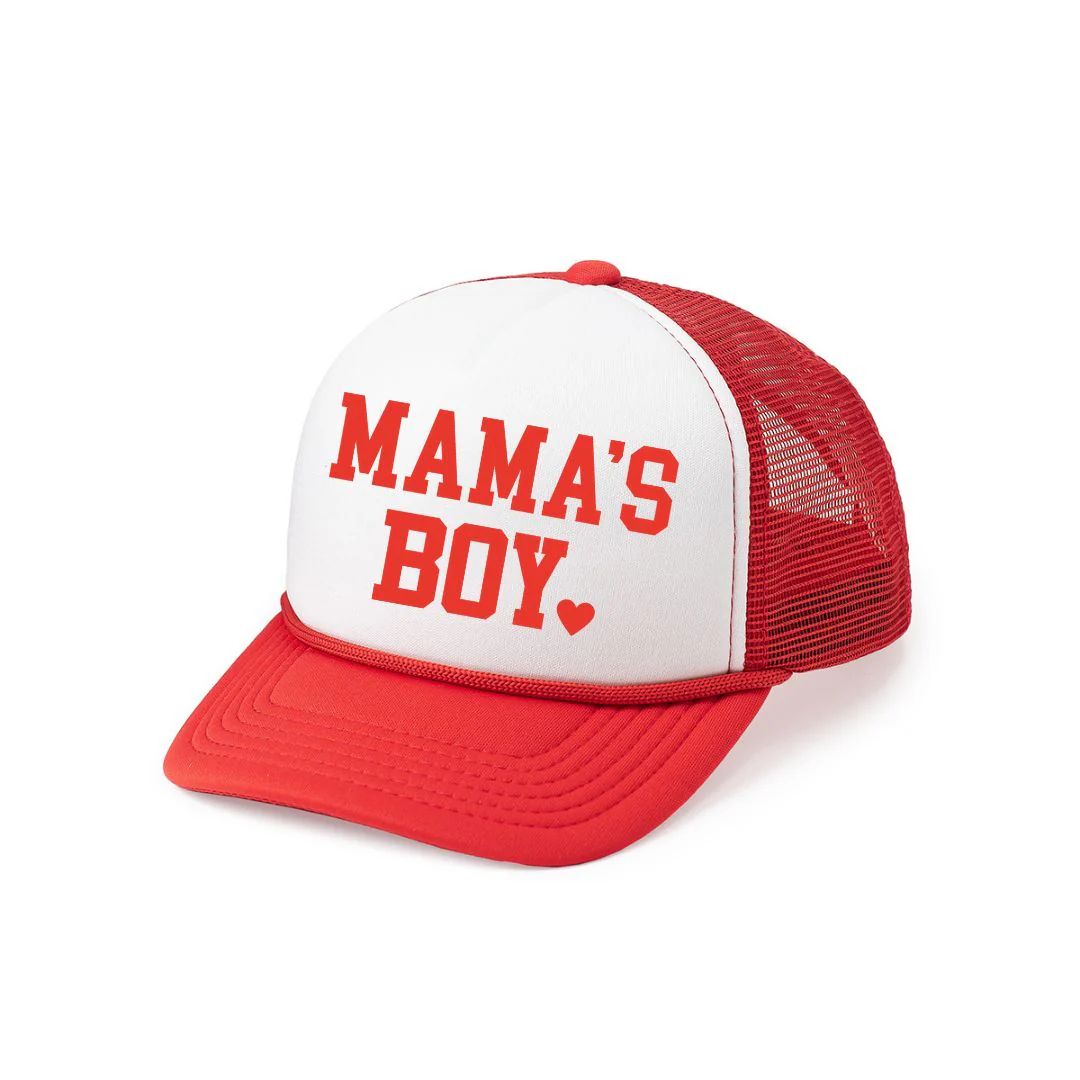 Mama's Boy Valentine's Day Trucker Hat - Red/White | Sweet Wink