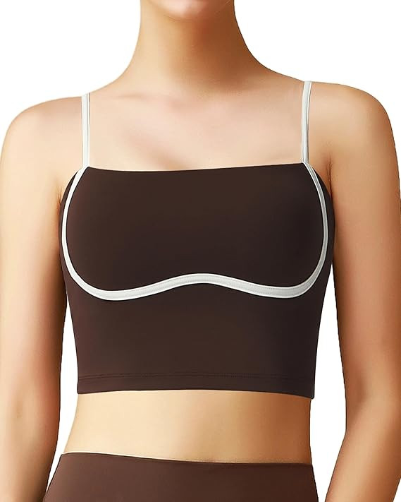 Sports Bras for Women, Workout Tank Square Neck Double Layer Tank Tops, Yoga Tops for Women Built... | Amazon (US)