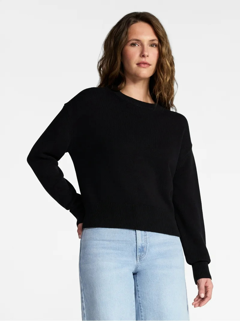 Time and Tru Women's Pullover Crewneck Sweater with Long Sleeves, Sizes XS-XXXL | Walmart (US)