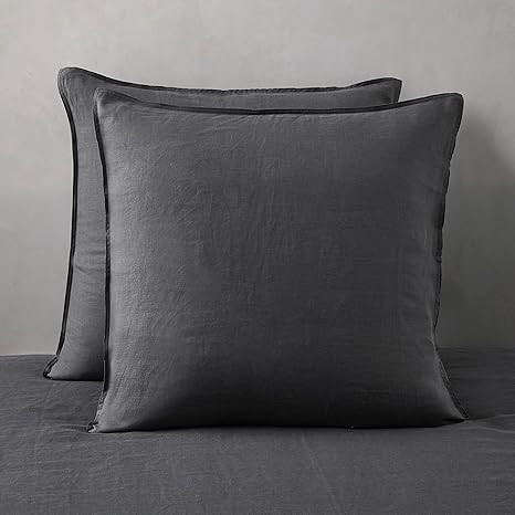 ATLINIA 100% Linen Pillowcases Set of 2, Euro Size 26'' x 26'' Pillow Case, Linen Pillow Sham Dar... | Amazon (US)