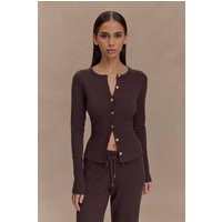 Reese Fitted Knit Cardigan - Dark Chocolate I MESHKI I Size 3XL | MESHKI US