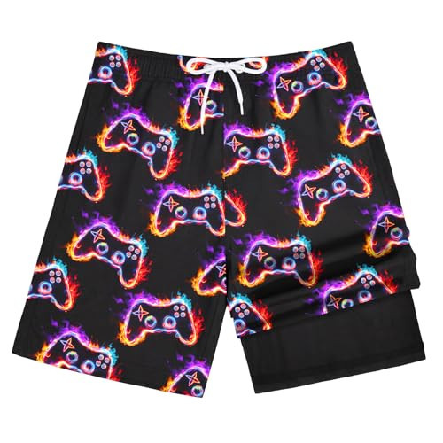 OlyPegic Boys Swim Trunks Size 14-16, Bathing Suit Boys Swimsuit Swim Shorts Swimwear Quick Dry Swim Trunks with Compression Liner Kids Beach Board Running Shorts Game Console Youth | Amazon (US)