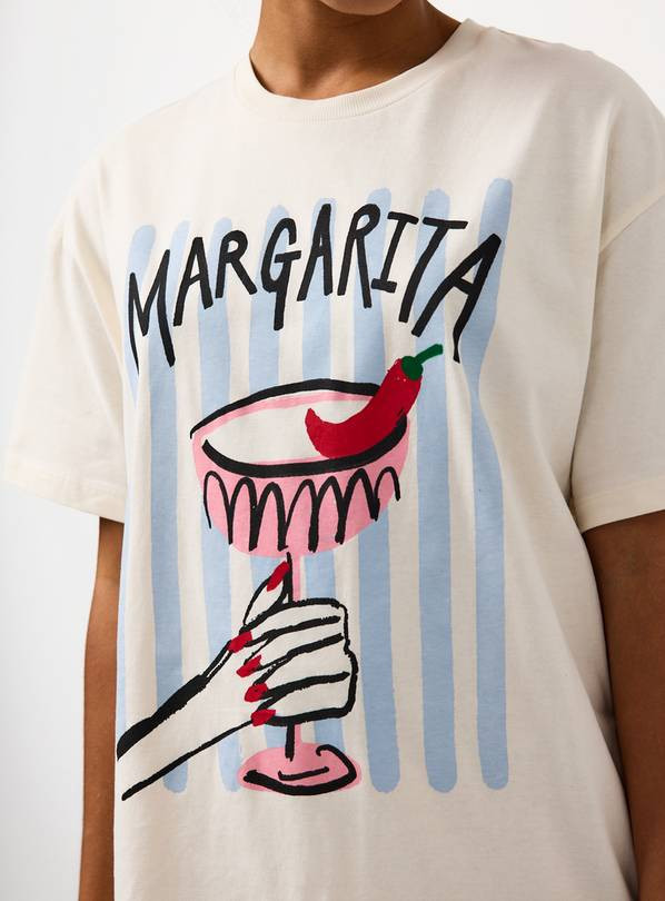 Cream Margarita Oversized Sleep Tee XL | Tu Clothing
