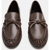 M&S Leather Bow Slip On Loafers Brown | Marks & Spencer (UK)