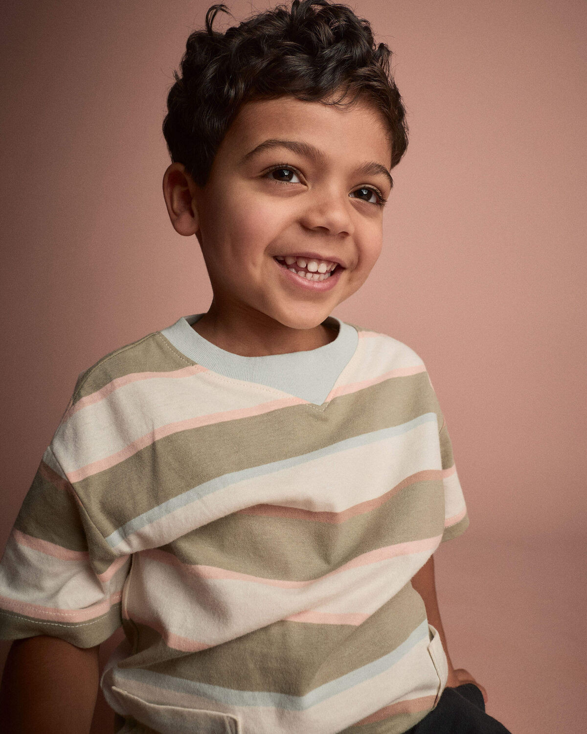 Toddler Boy Otter Pocket Tee in Stripes - Cream/Light Blue | Carter's Inc