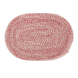 Braided Farmhouse Red 5 ft. x 7 ft. Oval Cotton Area Rug | The Home Depot