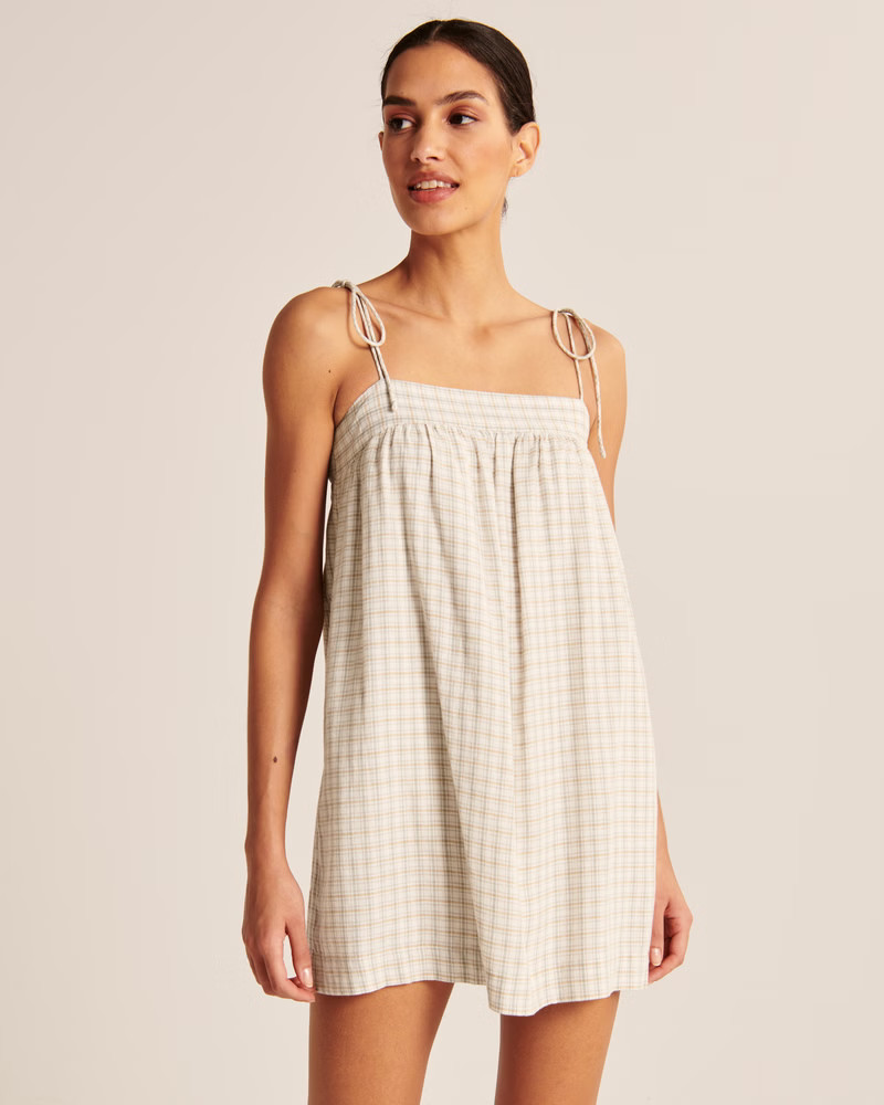 Women's Tie-Strap Trapeze Mini Dress | Women's Dresses & Jumpsuits | Abercrombie.com | Abercrombie & Fitch (US)