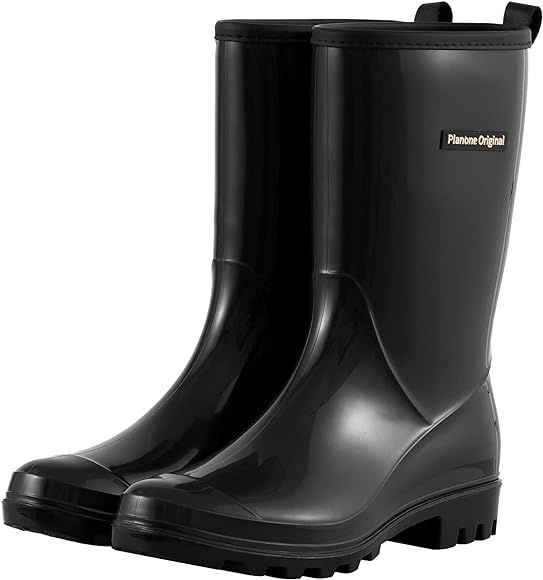 planone Mid Calf Rain Boots For Women Waterproof Garden Shoes Anti-Slipping Rainboots for Ladies ... | Amazon (US)