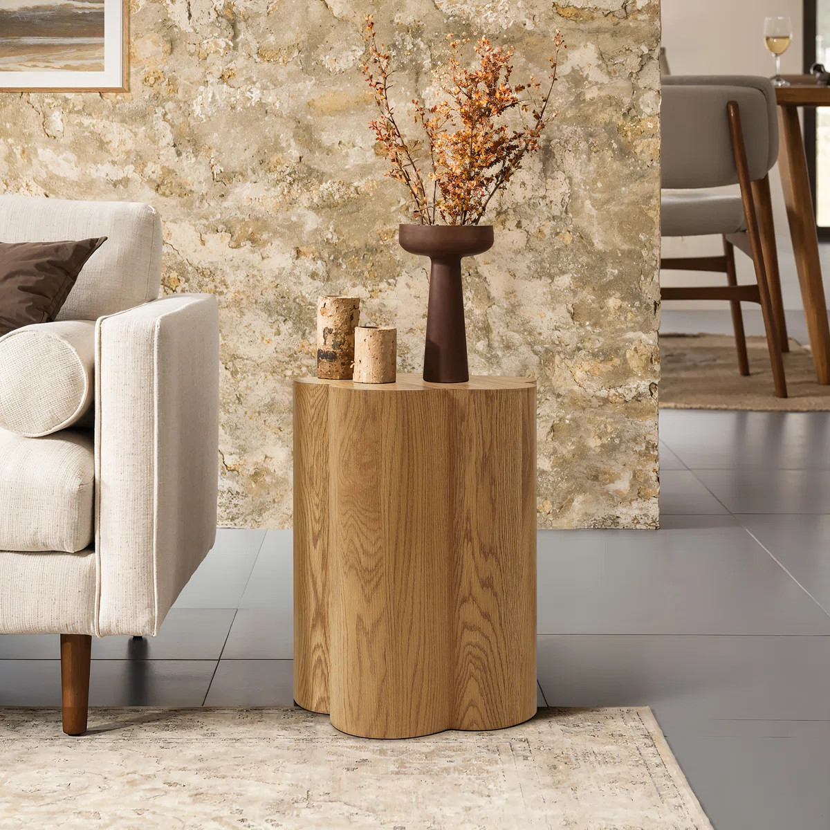 This end table serves as a versatile anchor for seating areas or bedside layouts. Its drum-style ... | Wayfair North America