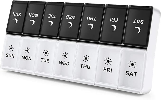 DANYING Large Pill Organizer 2 Times a Day, Weekly Box Per AM PM Case, Day Night Container 7 Vita... | Amazon (US)