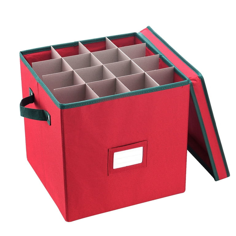 Elf Stor Premium Red Christmas Ornament Storage Chest Holds 64 Balls w/ Dividers | Walmart (US)