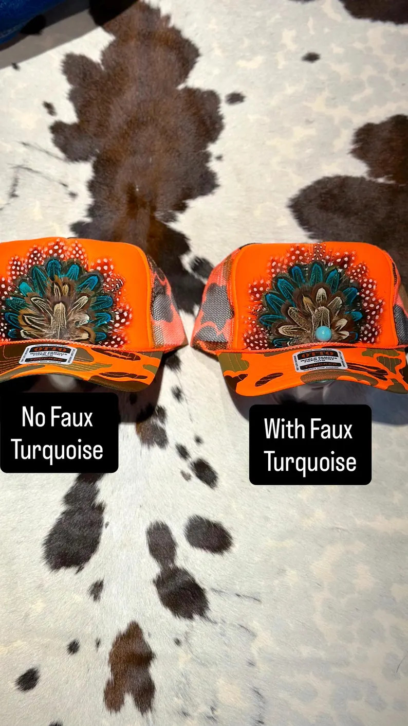 Feather Trucker Hat Orange Camo Camouflage | Etsy (Global)