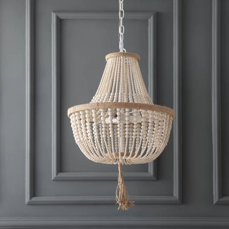 3 - Light Unique Empire Chandelier with Beaded Accent | Wayfair North America