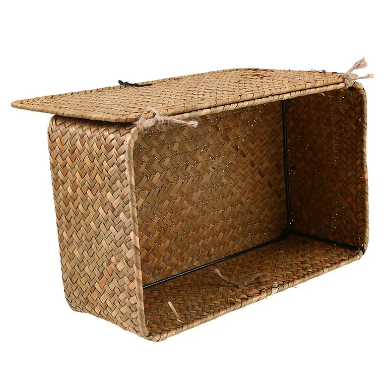 Woven eagrass torage Baskets with Lid Kids Plush Toys Container torage Box S - Walmart.com | Walmart (US)