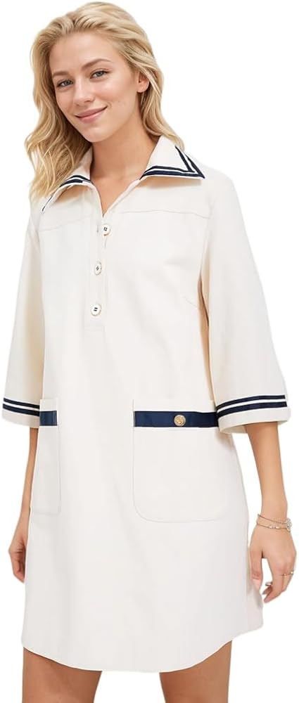 Kedera Women Short Sleeves Button Shift Dress V Neck Summer Tshirt Dress with Pockets | Amazon (US)