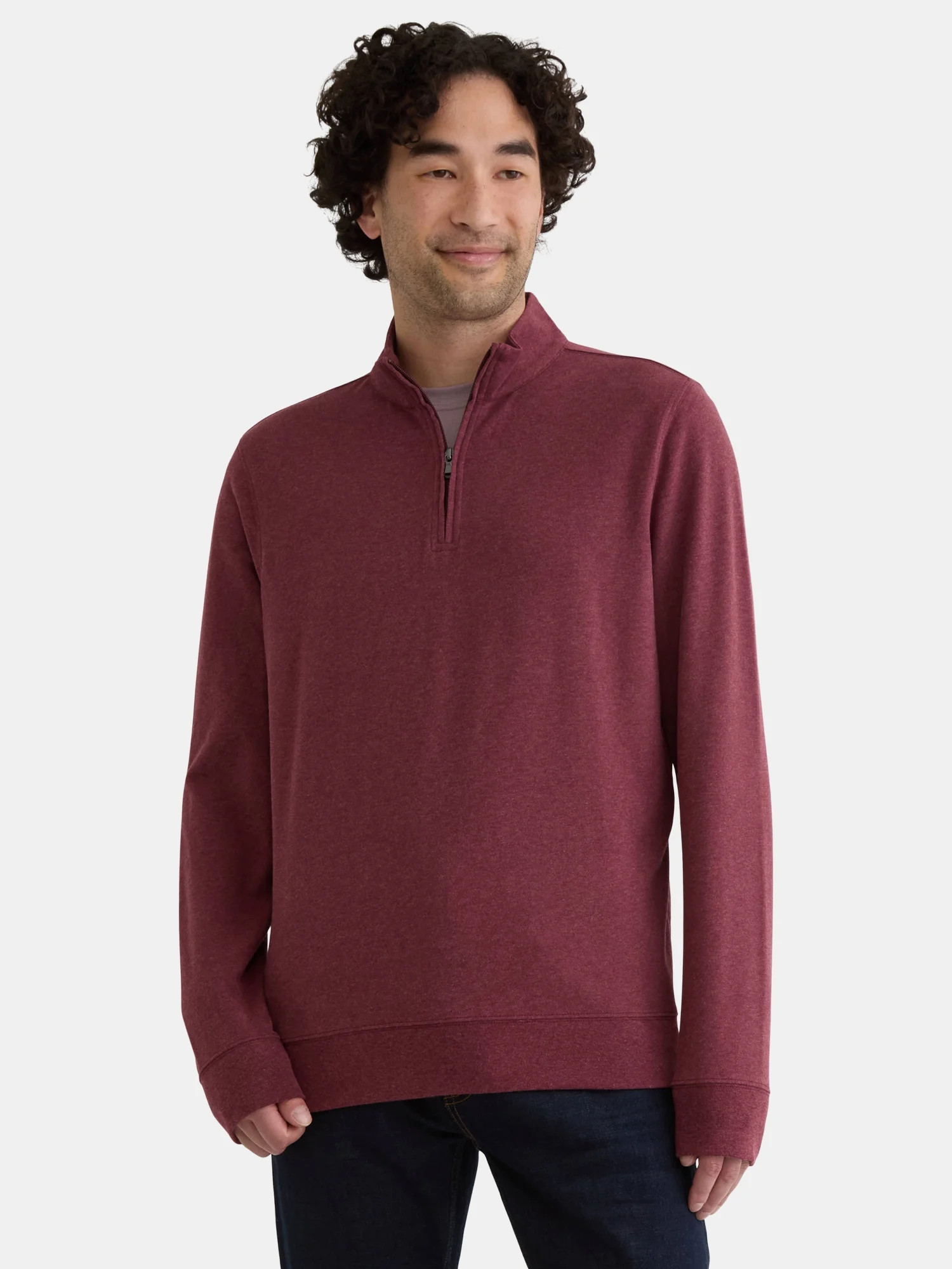 George Men's and Big Men's Knit Jersey Quarter Zip Pullover with Long Sleeves, Sizes S-3XL | Walmart (US)
