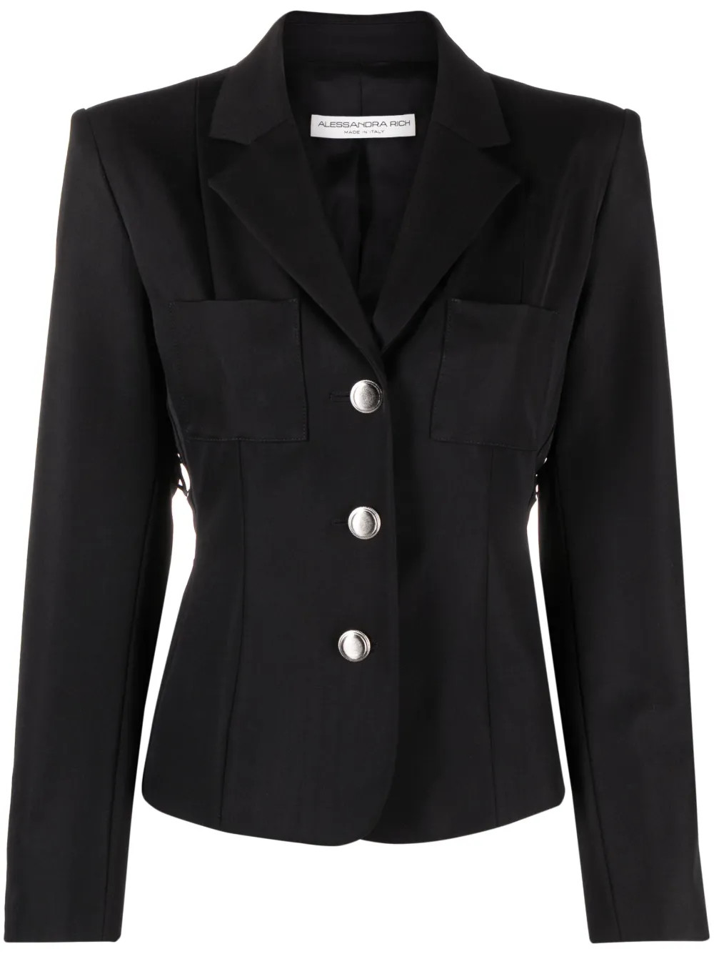 Alessandra Rich lace-up wool-blend Blazer | Black | FARFETCH UK | Farfetch Global