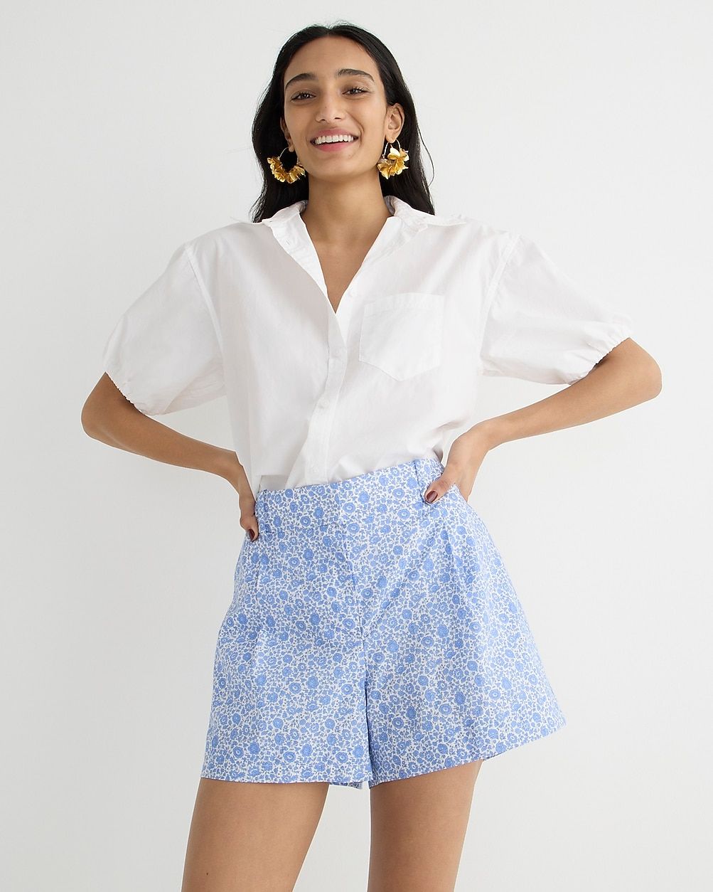 Limited-edition high-rise pleated short in Liberty® D'Anjo Coast fabric | J. Crew US