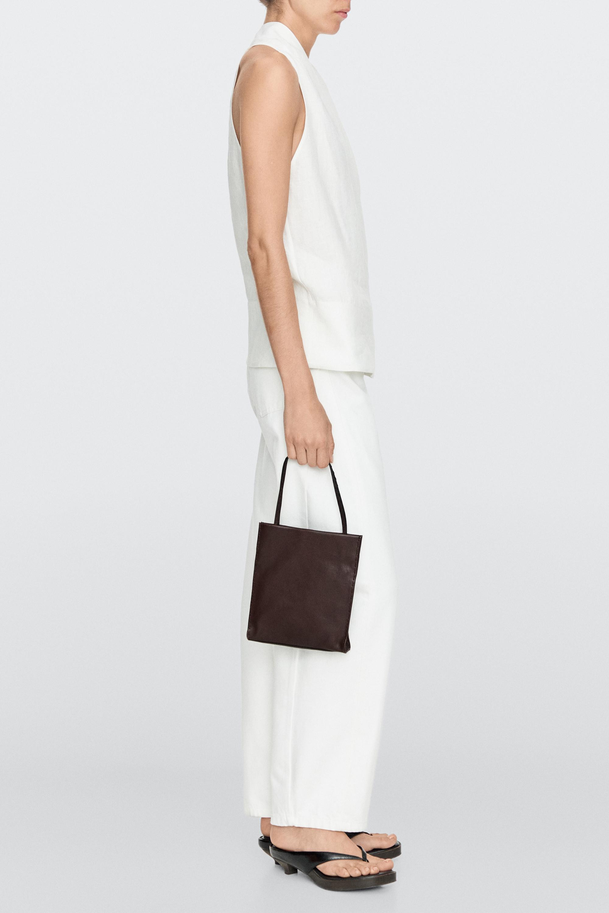 Nappa leather double compartment bag | Massimo Dutti UK