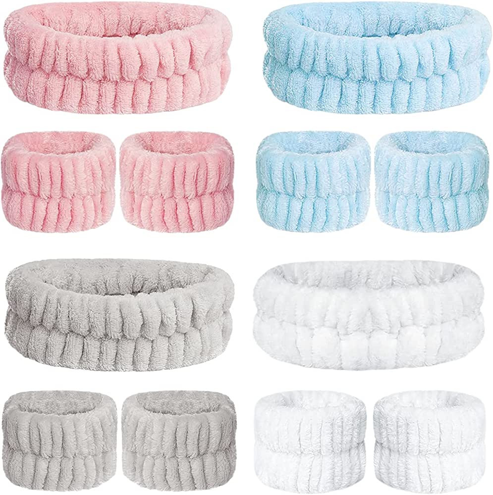 12 Pcs Spa Headband Wrist Washband Face Wash Set, Microfiber Wrist Wash Bands Hair Band for Women... | Amazon (US)