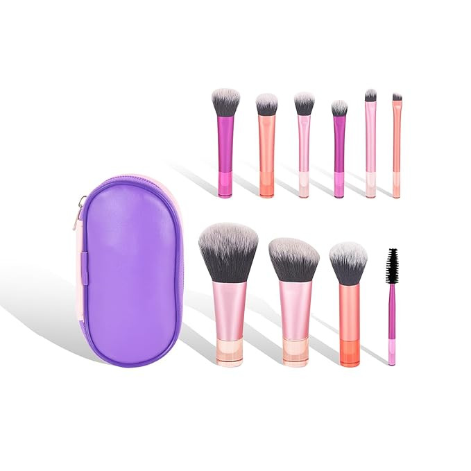 Portable 10Pcs Mini Travel Makeup Brush Set with Pouch, Full Face Soft Synthetic Bristles for Fou... | Amazon (US)