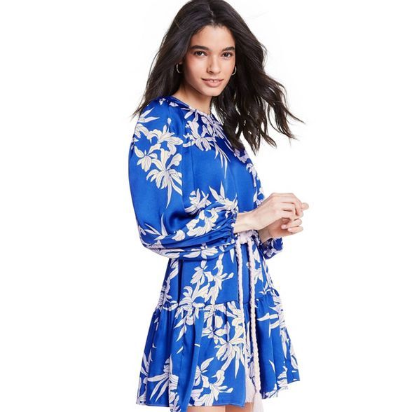 Floral Long Sleeve Rope Belt Tiered Dress - ALEXIS for Target Blue | Target