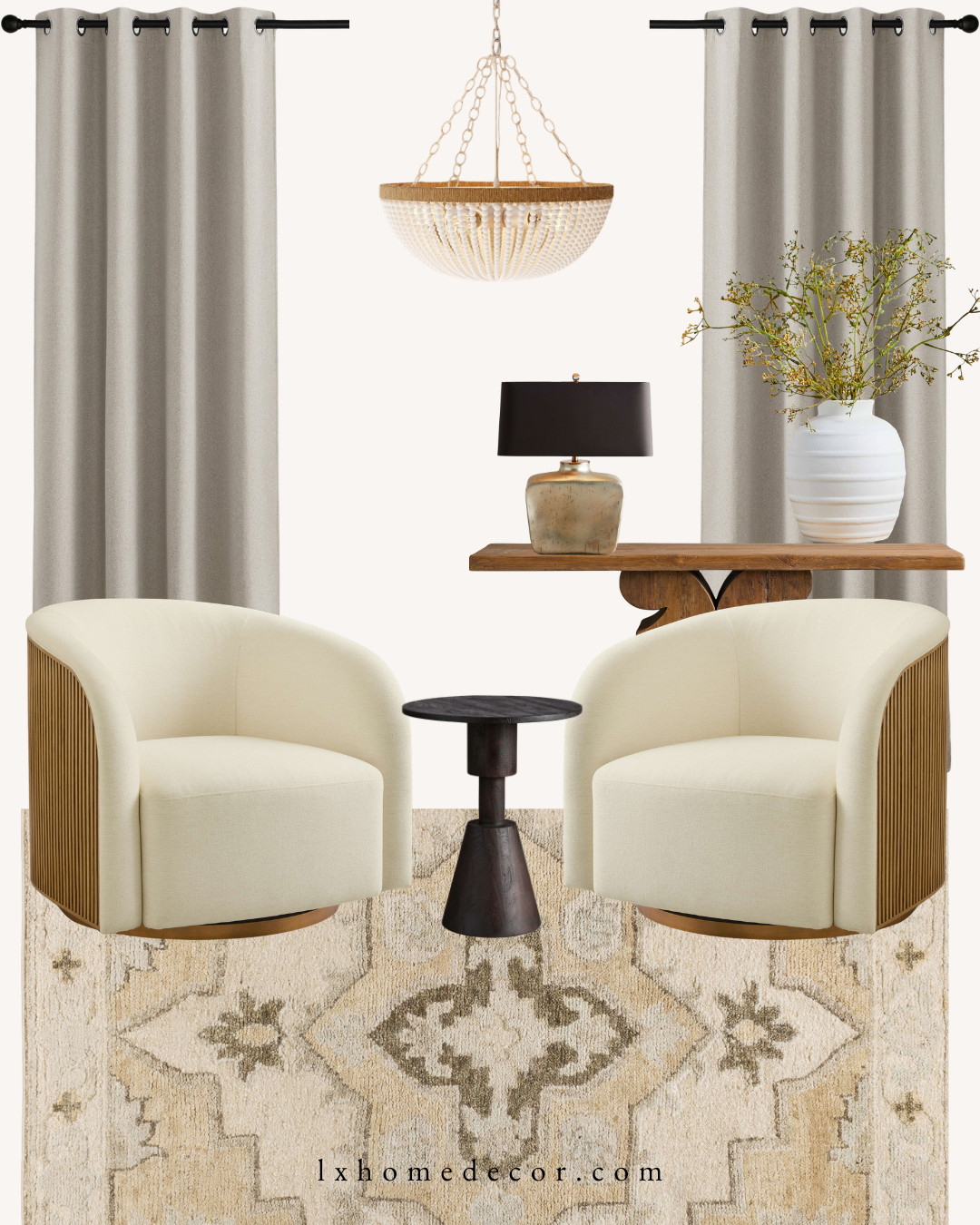 The Ultimate Living Room Edit ✨

I’m obsessed with the mix of textures in this space. Those cream swivel chairs with fluted wood detailing are total showstoppers! Pairing them with a beaded chandelier and a vintage-style rug creates a look that's pure designer magic. Tap to shop this high-end vibe!

#LTKhome #DesignerStyle #LivingRoomInspo #HomeDecor 

 #LTKOver40 #LTKHome #LTKSaleAlert