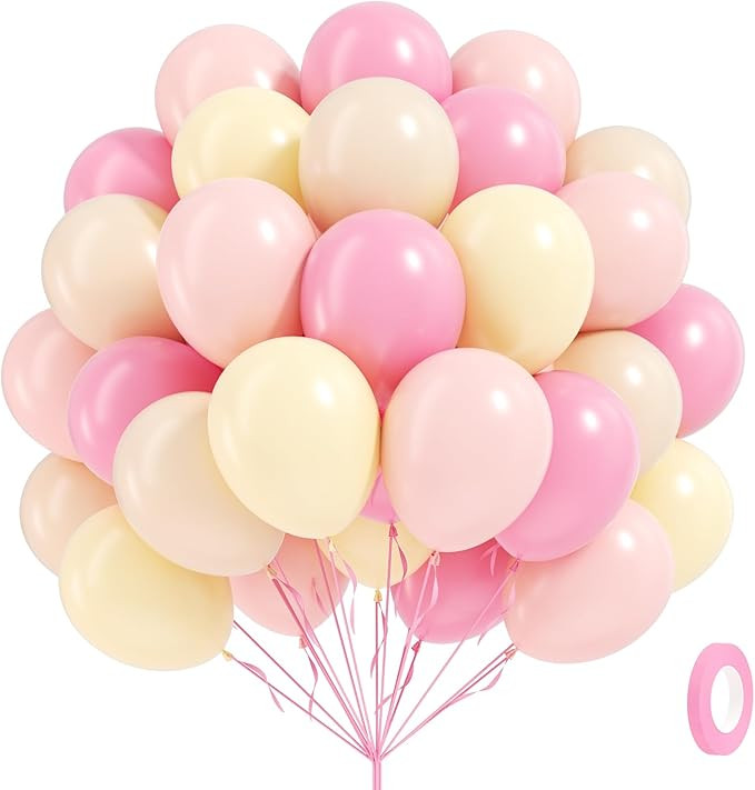 60pcs Pink and Yellow Balloons 12inch, with Sand White Latex Balloons for Anniversary Wedding Bab... | Amazon (US)