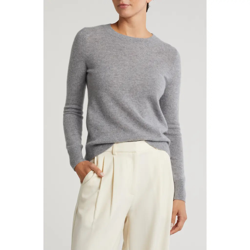 Nordstrom Crewneck Cashmere Sweater in Grey Heather at Nordstrom Rack, Size Small | Nordstrom Rack