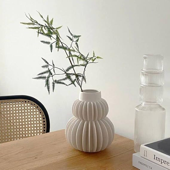 PEAUARL Laminal Ceramic Vase, Pampas Grass Vase, Boho Flowers Vase, Size: 7.5" x 6.0" x 6.0", Mat... | Amazon (US)