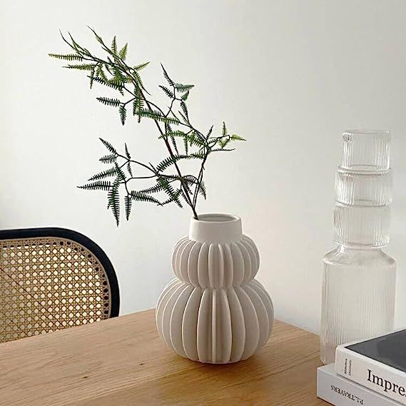 PEAUARL Laminal Ceramic Vase, Pampas Grass Vase, Boho Flowers Vase, Size: 7.5" x 6.0" x 6.0", Mat... | Amazon (US)