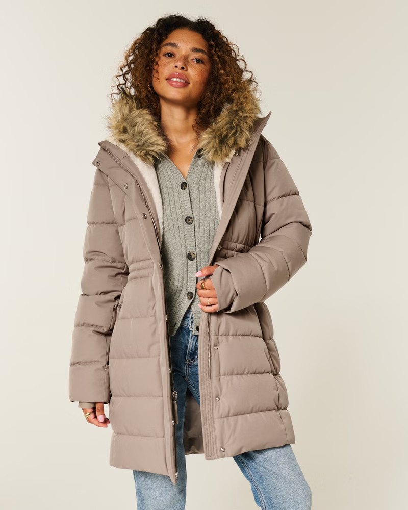 Faux Fur-Lined Puffer Parka | Hollister (UK)