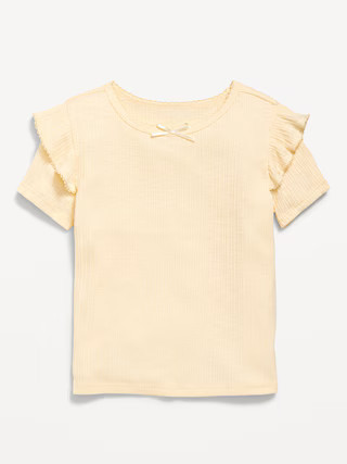 Fitted Ruffle-Trim Rib-Knit Top for Toddler Girls | Old Navy (US)
