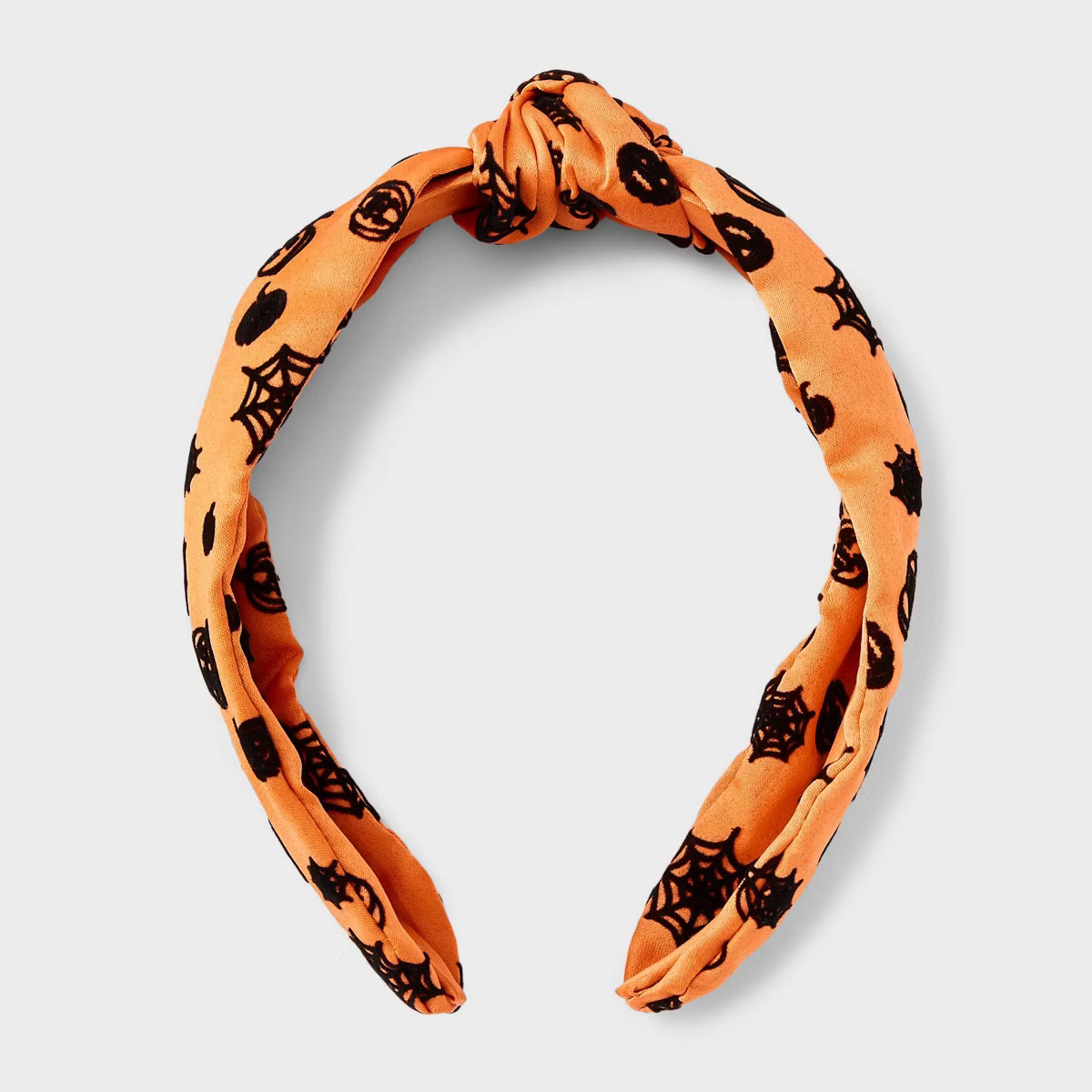 Halloween Pumpkin and Spider Web Top Knot Headband - Orange | Target