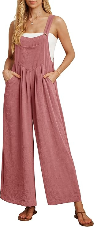 IWOLLENCE Women's Summer Jumpsuits Boho Wide Leg Overalls Casual Loose Rompers with Pockets 2025 | Amazon (US)