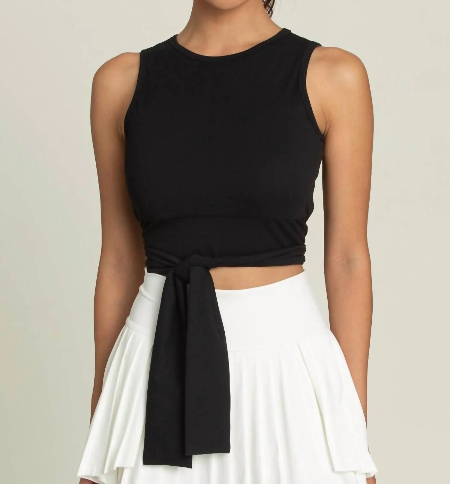 Tie Wrap Around Yoga Top In Black | Shop Simon