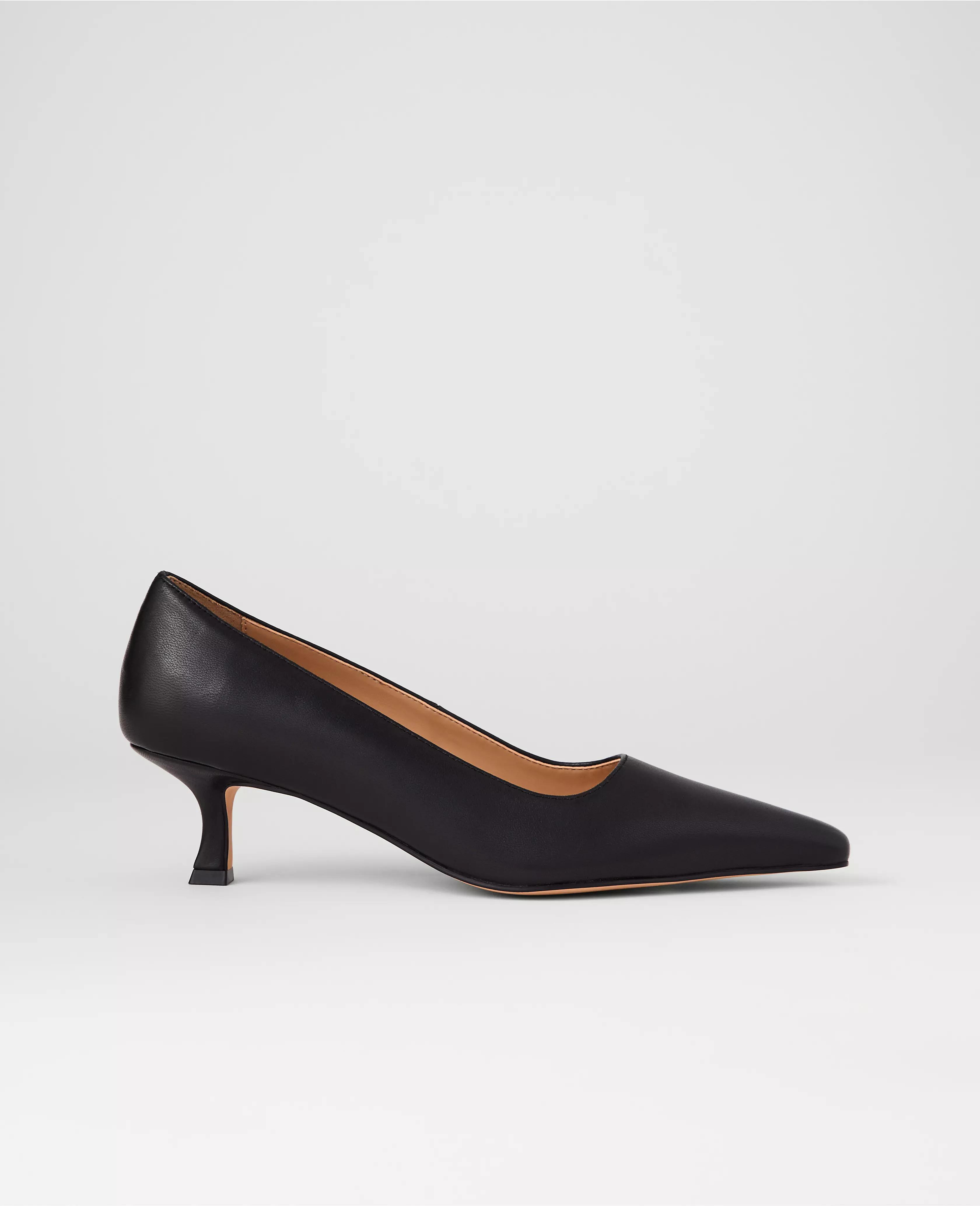 Leather Nip Toe Kitten Heel Pump | Ann Taylor