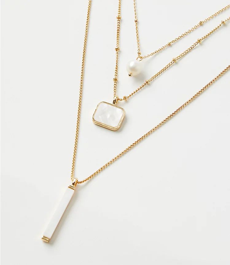 Mother Of Pearl Triple Layered Necklace | LOFT