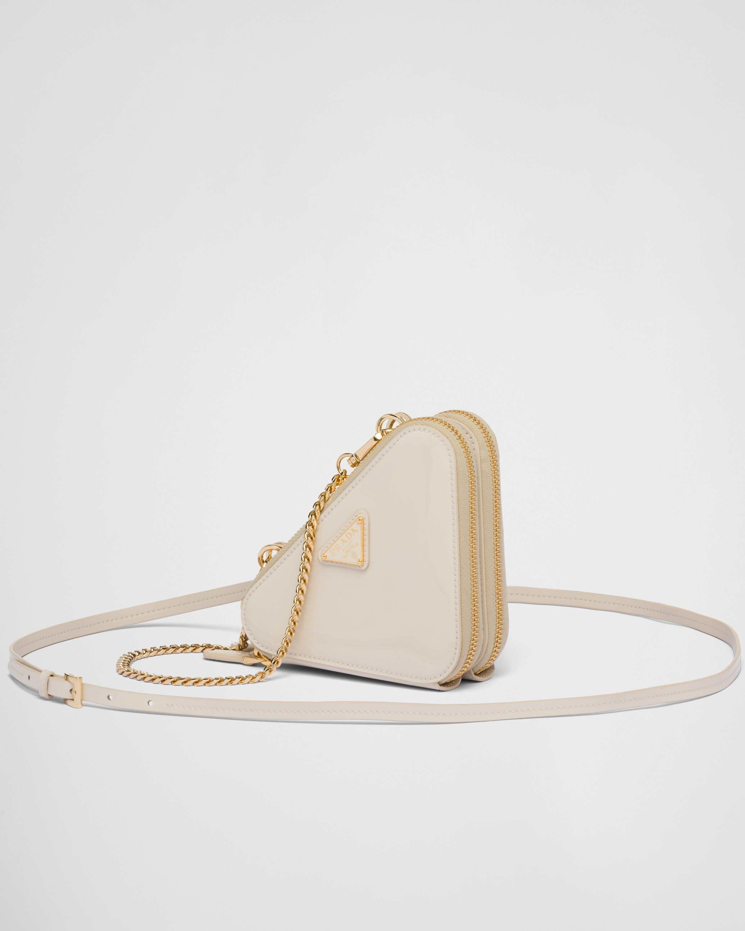 Triangular patent leather mini pouch | Prada US