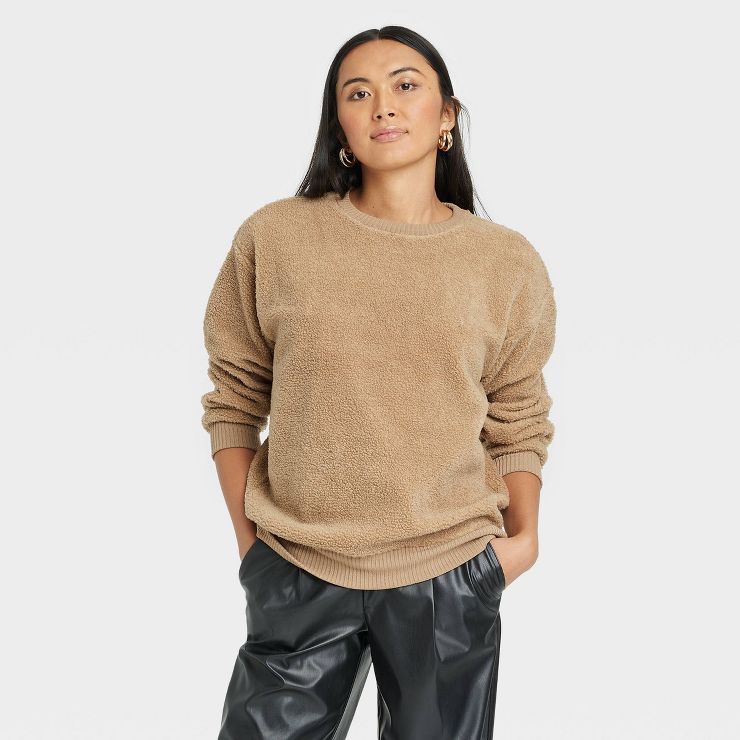 Women's Faux Shearling Pullover Sweatshirt - A New Day™ | Target