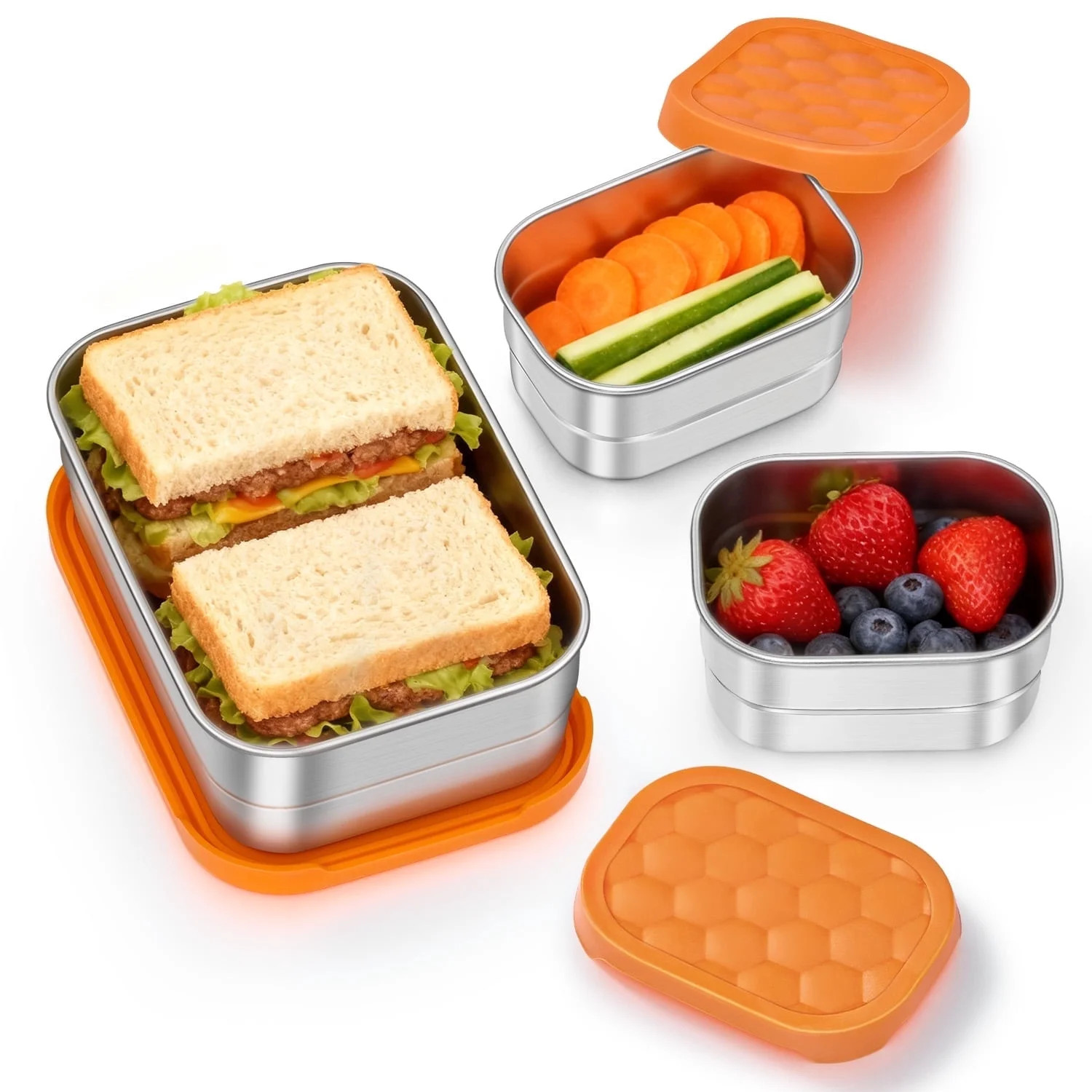 Vesteel Stainless Steel Lunch Container Set, Leak Proof Bento Box with Silicone Lids, Portable Me... | Walmart (US)