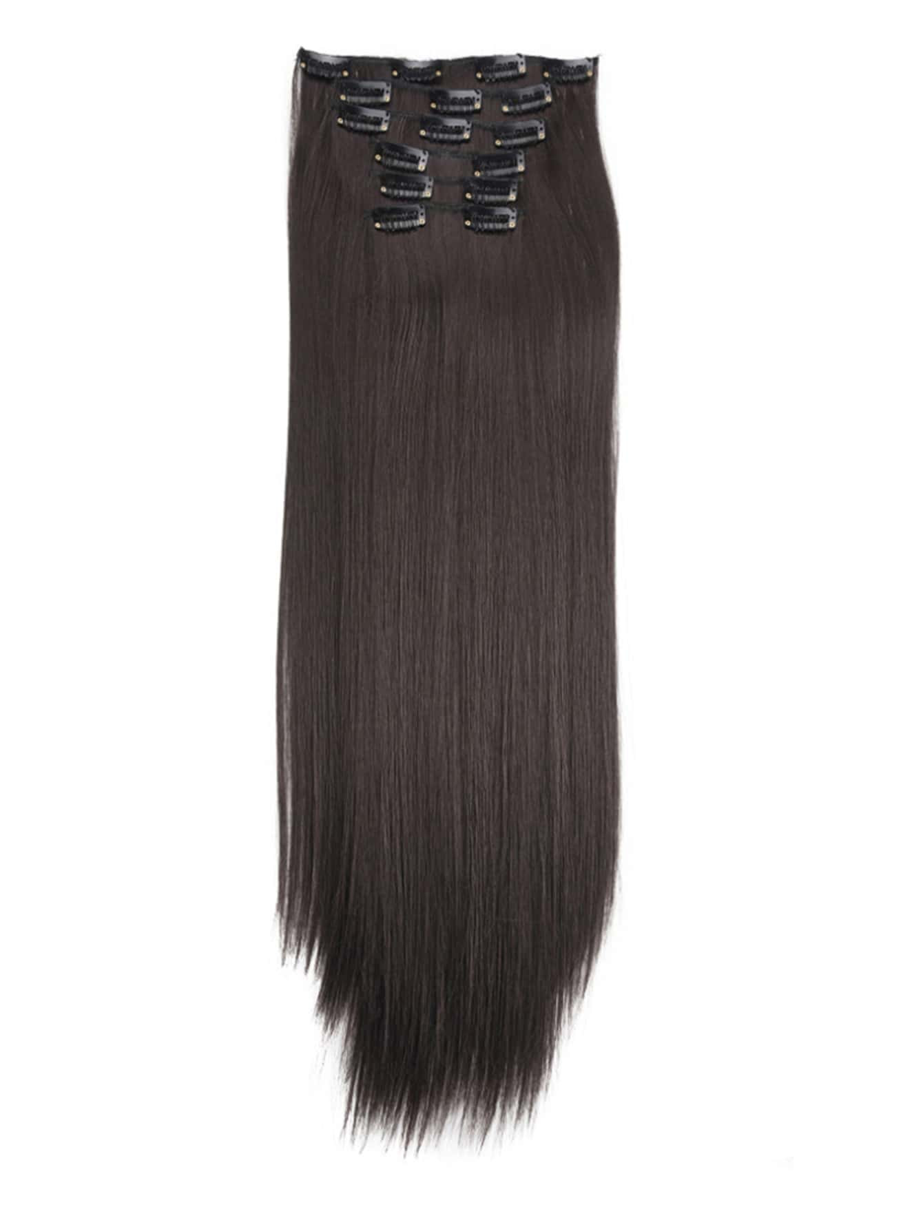 Hair extensions Multicolor 16 clip 6-piece straight hair synthetic wig piece for women | SHEIN