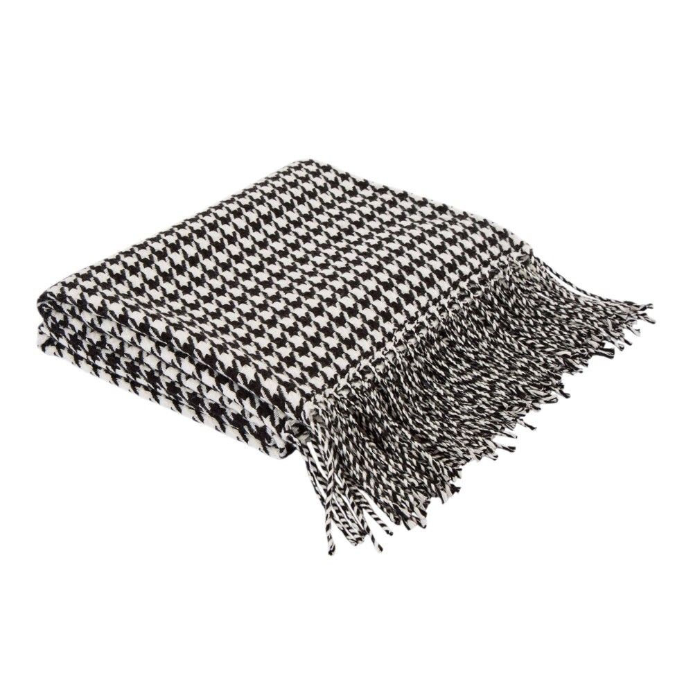 60"" x 50"" Acrylic Houndstooth Woven Throw Blanket Black and White - Glitzhome | Target