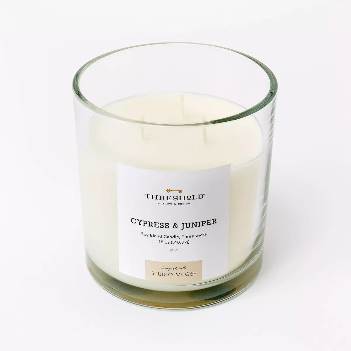 Clear Glass Cypress & Juniper Candle White - Threshold™ designed with Studio McGee | Target