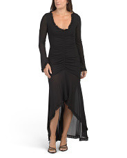 Hi-Lo Mesh Midi Dress With Ruffle Trim | Marshalls