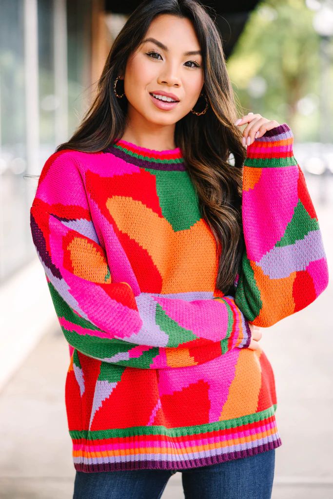 A Different World Pink Abstract Sweater | The Mint Julep Boutique